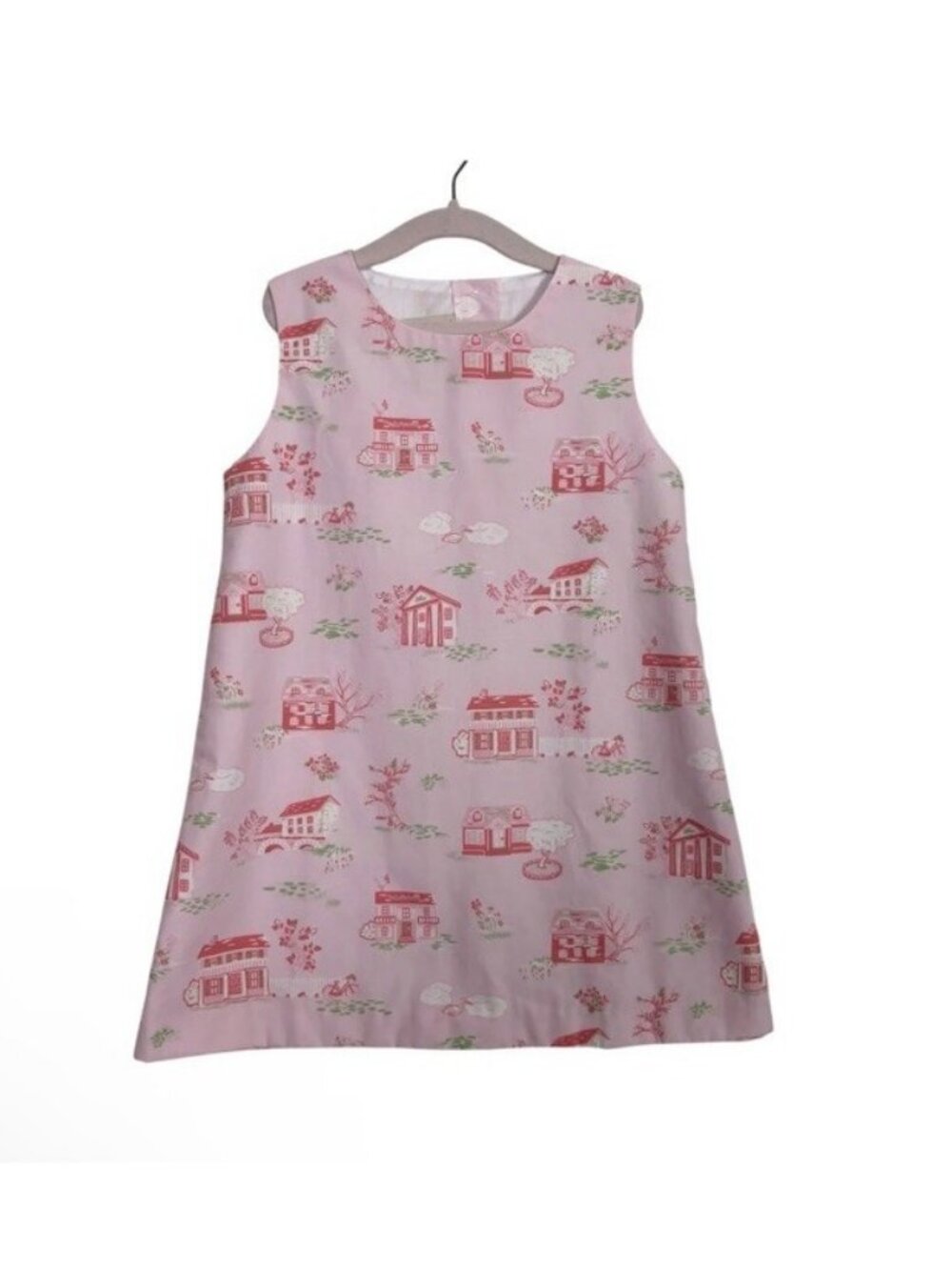 The Beaufort Bonnet Company Pink Annie Apron Dress Houses Print Size 8